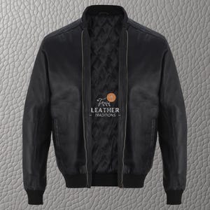Men Black Bomber Leather Jacket Vintage Style Casual Minimalist Zip up Outerwear Stylish Handmade Rugged Leather Trendy Jacket for Christmas