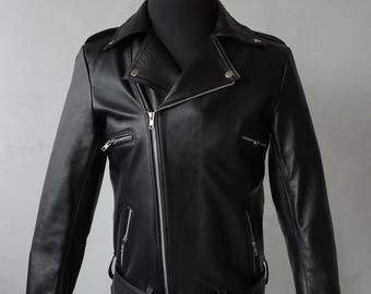 ジャケット・アウター 90s vintage double riders leather jacket Mens Vintage Style Double Riders Zipper Jacket Cowhide