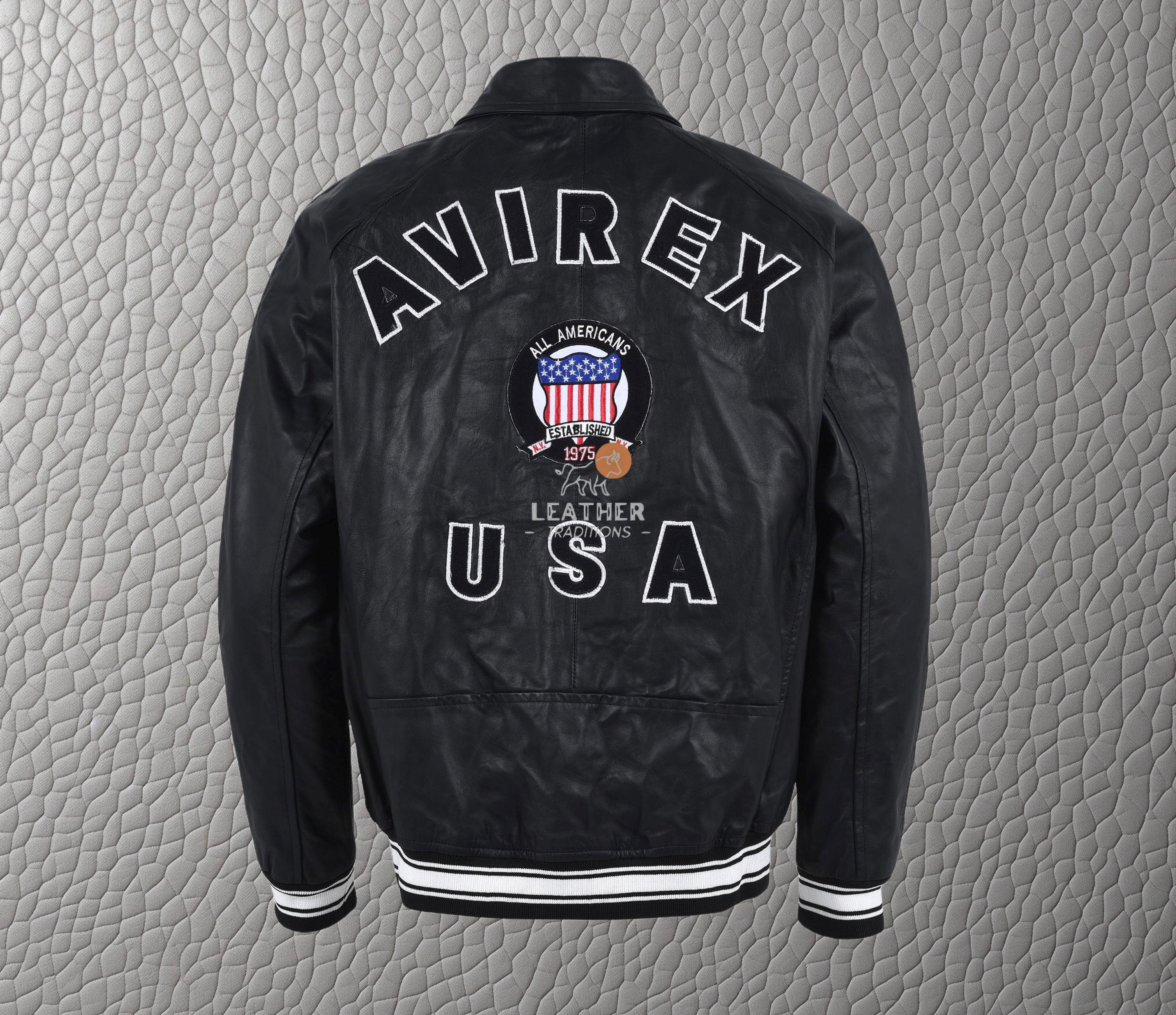Blouson Bomber Avirex USA Vintage - Taille S, Cuir, Couleur Beige, Occasion Très Bon état