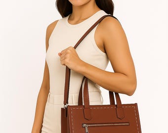 Cowhide Leather Tote Bag | Handmade Shoulder Bag | Black Brown Purse | Western Top Handle Bags | Cow Plain Handbag | Women Satchel