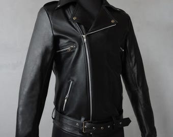 90s Special Vintage Biker Moto Real Black Leather Jacket