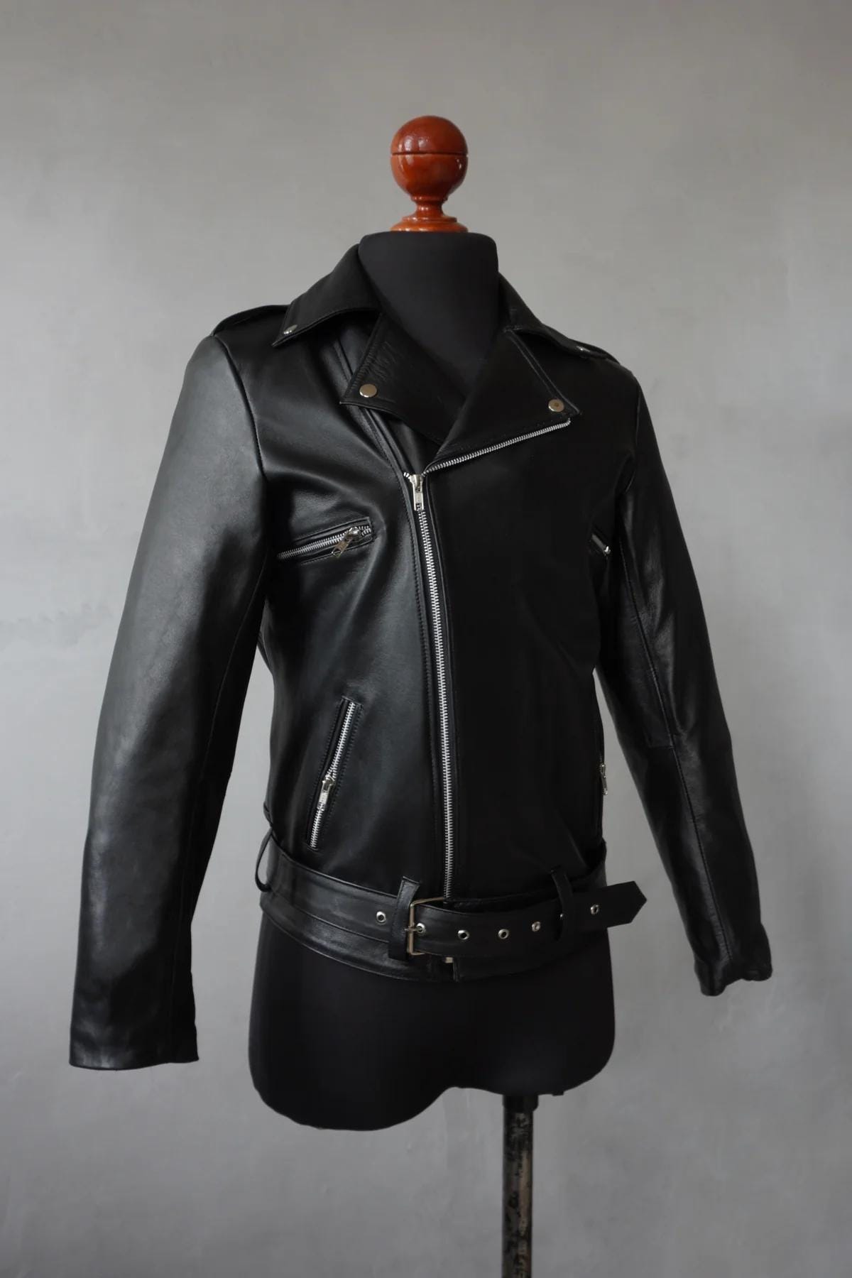 ジャケット・アウター 90s vintage double riders leather jacket 90s Special Vintage Biker Moto Real Black Leather Jacket