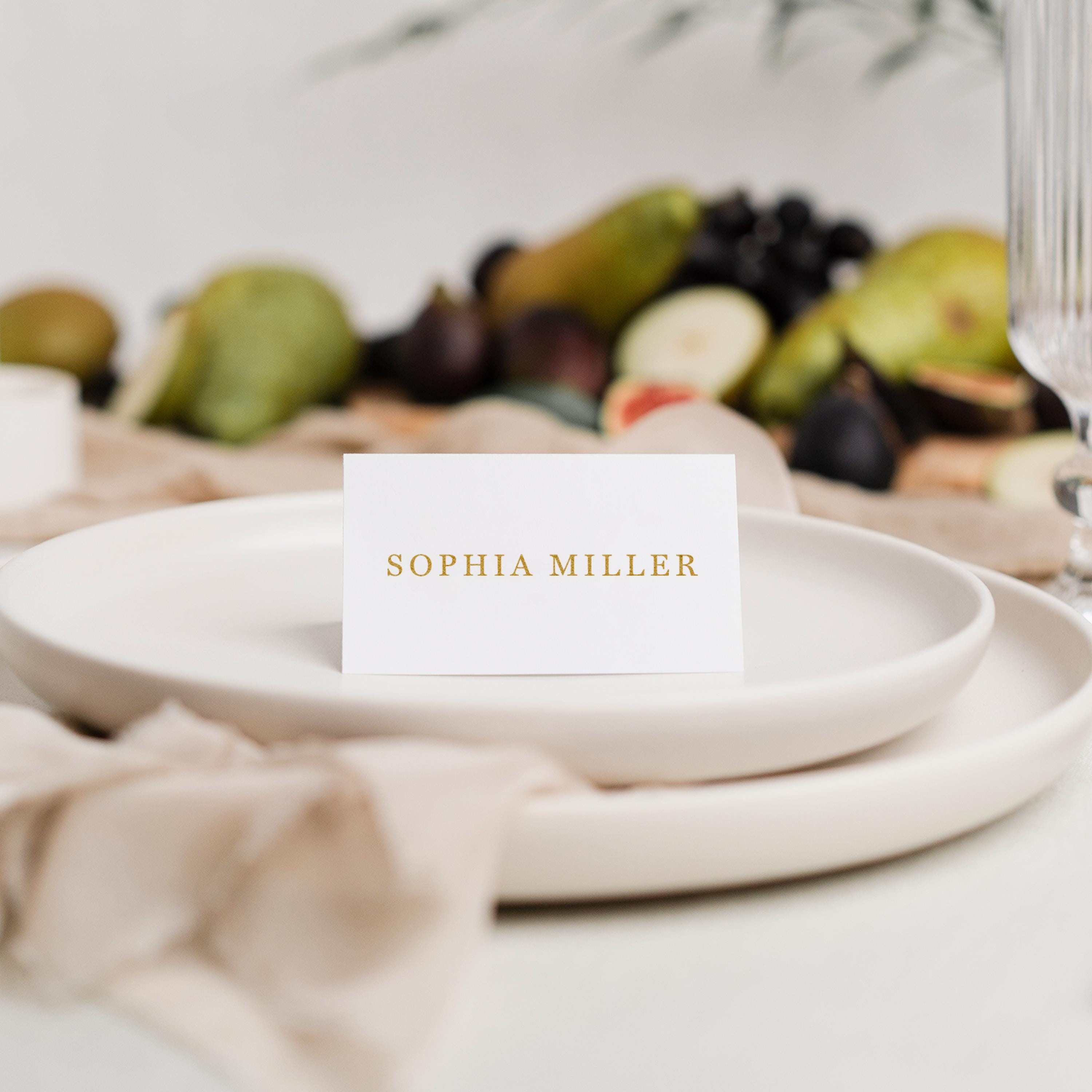 Modern Wedding Place Cards — Classic, Minimal Printed Wedding Reception Place Cards