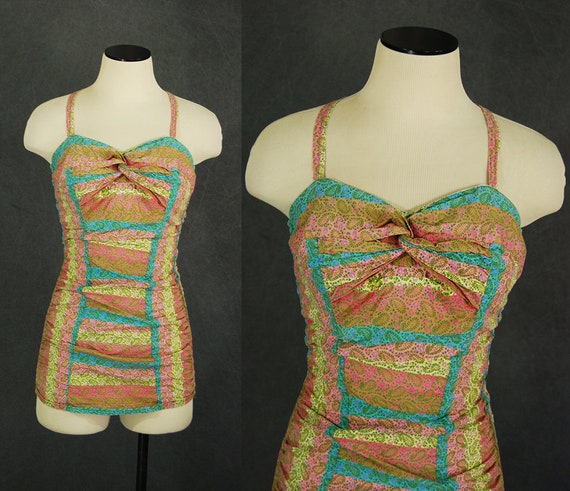 vintage 50s Catalina Swimsuit - 1950s Paisley One