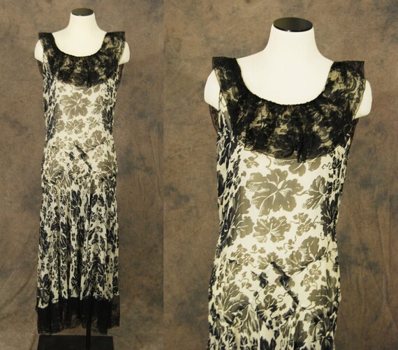 vintage 30s Evening Gown - 1930s Dress Floral Silk