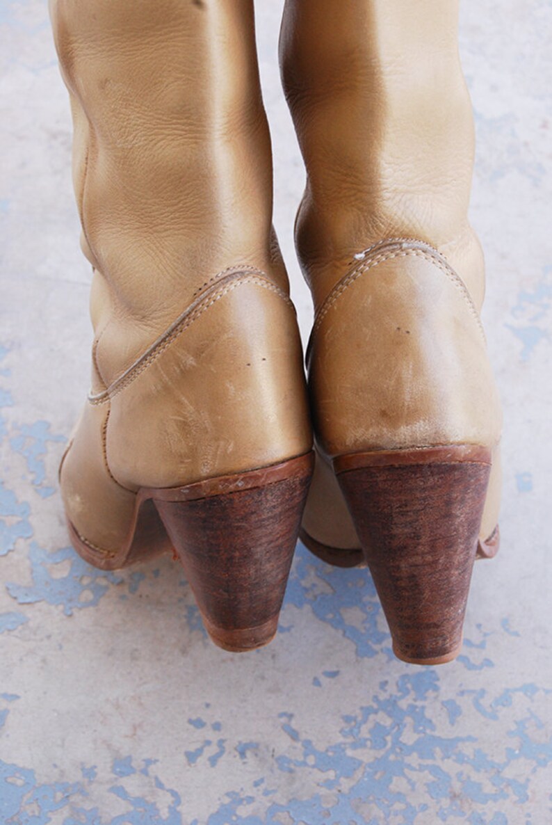 Vintage 70s Zodiac Boots 1970s Cream Leather Wingtip Boots Etsy