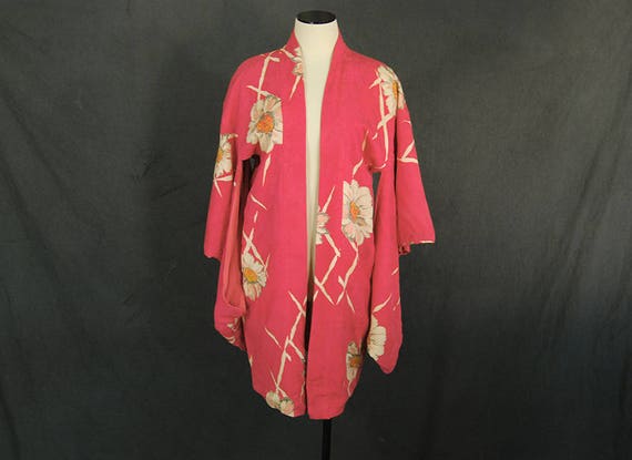 vintage 40s Kimono - 1940s Floral Silk Kimono - Ki