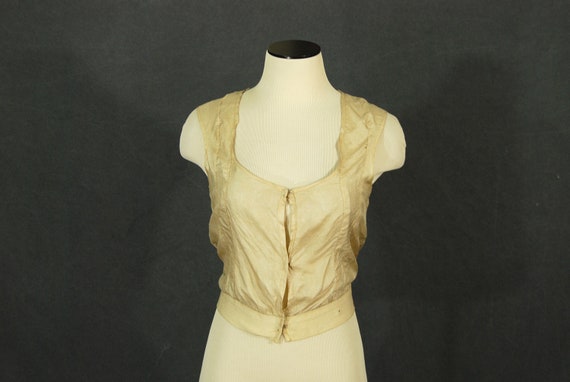 antique Victorian Camisole - Beige Pongee Silk Cor