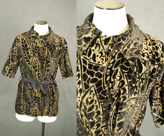 vintage 30s Burnout Velvet and Gold Lame Blouse -