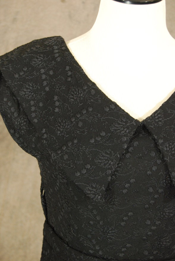 Vintage 50s Party Dress Black Embroidered Linen Dress 1950s | Etsy
