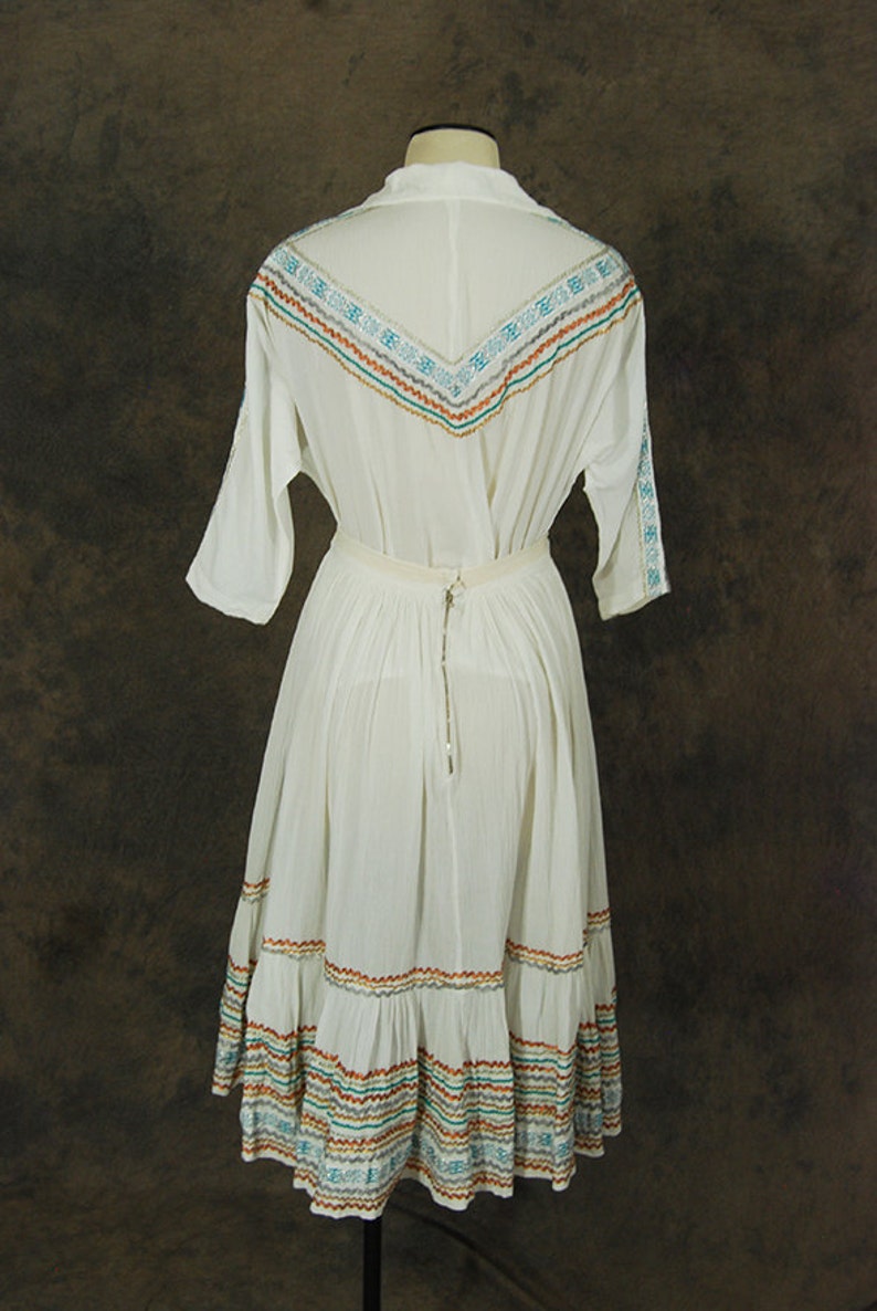 Vintage 50s Western Dress 1950s White Gauze Western Circle | Etsy