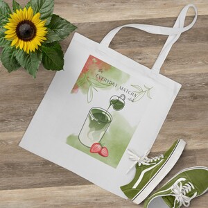 Everyday Matcha Tote Bag | Eco-Friendly Shopping Bag, Reusable Grocery Tote, Perfect Gift for Tea Lovers, Stylish Canvas Bag