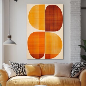 Orange Geometric Canvas Wall Art, Scandinavian Home Decor