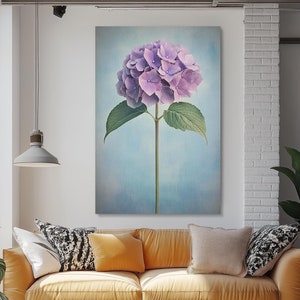 Flower Canvas Wall Art, Purple Hydrangea for Modern Interiors, Purple Flower Canvas Painting, Floral Canvas Art, Home Living Decor