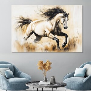 Running Stallion Canvas Art, Elegant Equine Home Decor