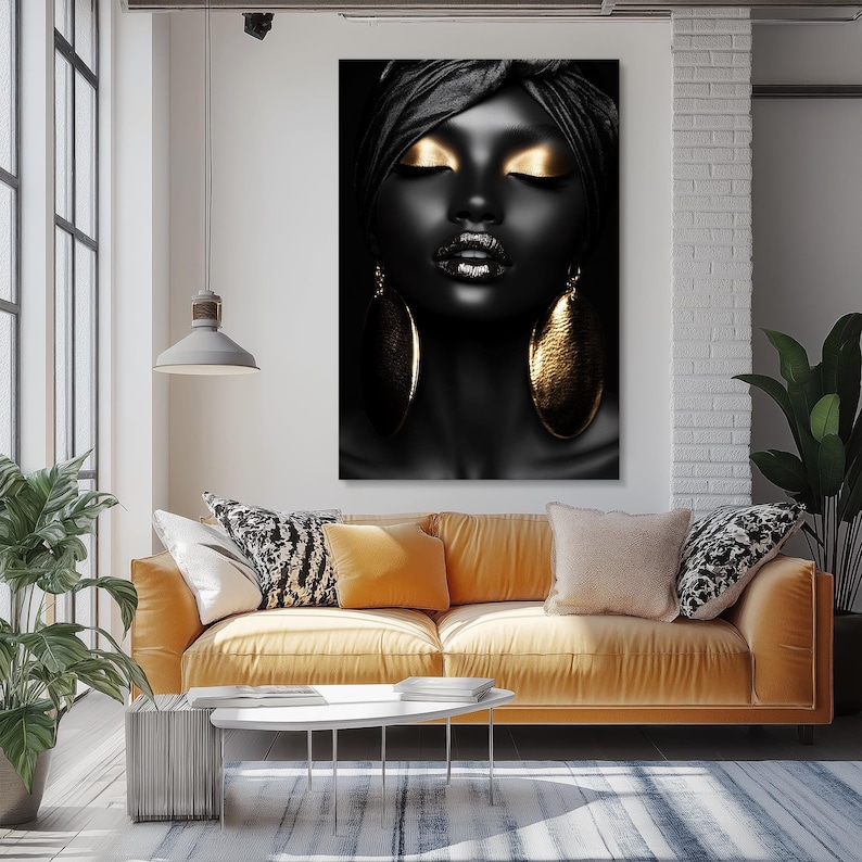 Gold and Black African Woman Canvas Wall Art - Etsy