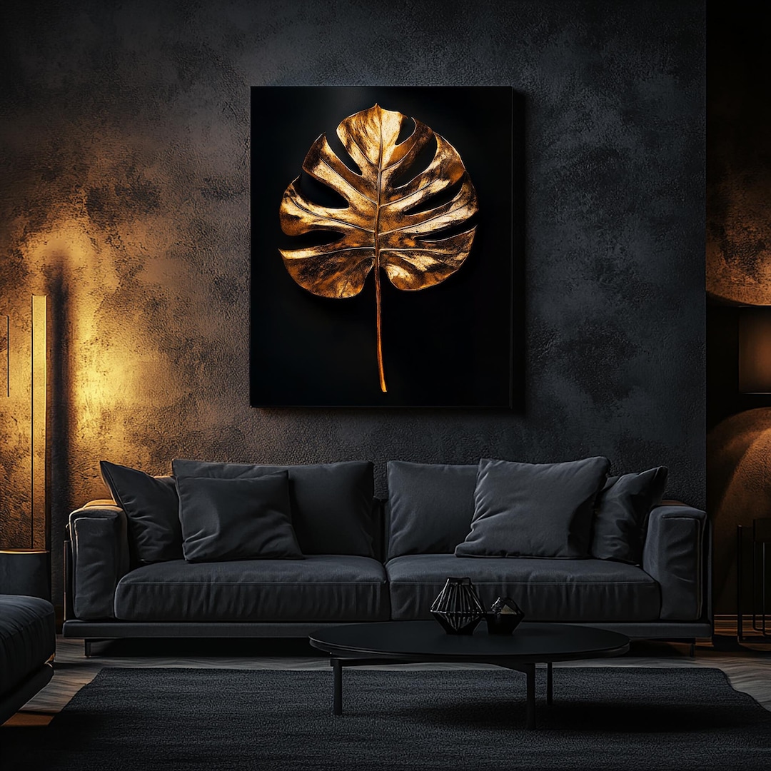 Gold Leaf Canvas Painting, Elegant Botanical Wall Art - Etsy