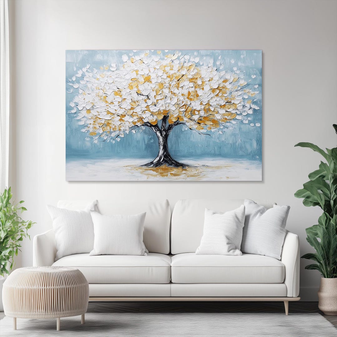 Gold Leaf Tree Canvas Art, Textured Abstract Painting - Etsy