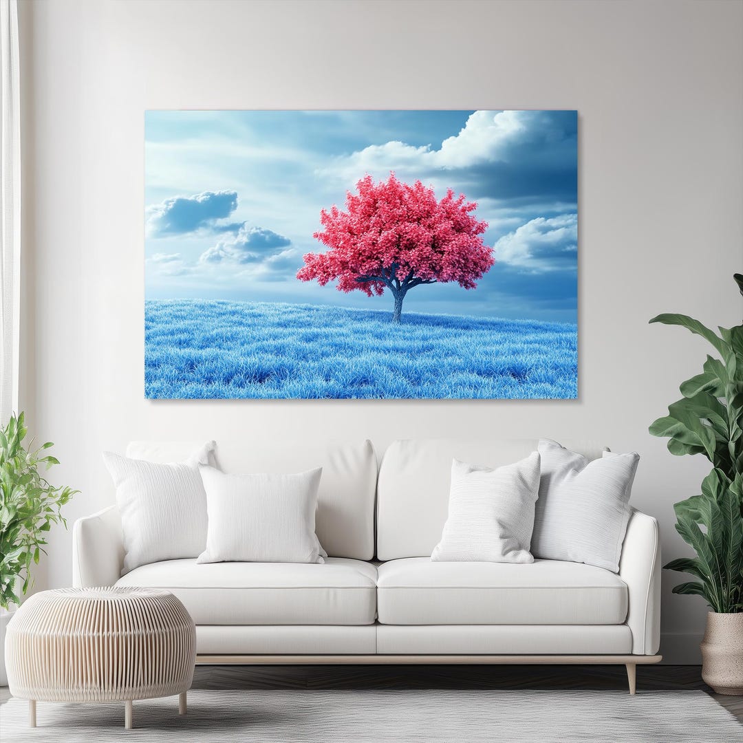 Tree Canvas Wall Art, Surreal Nature Art Print, Fantasy Tree Landscape ...
