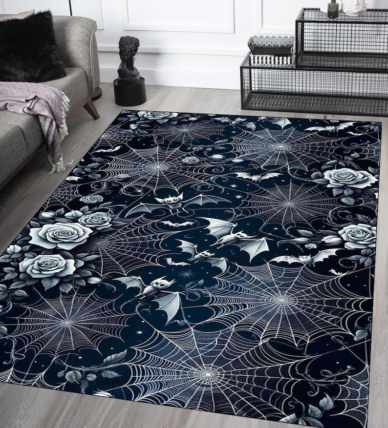 Spider Web Rug for Gothic,black Red Gothic Rug for Halloween,spider Web ...