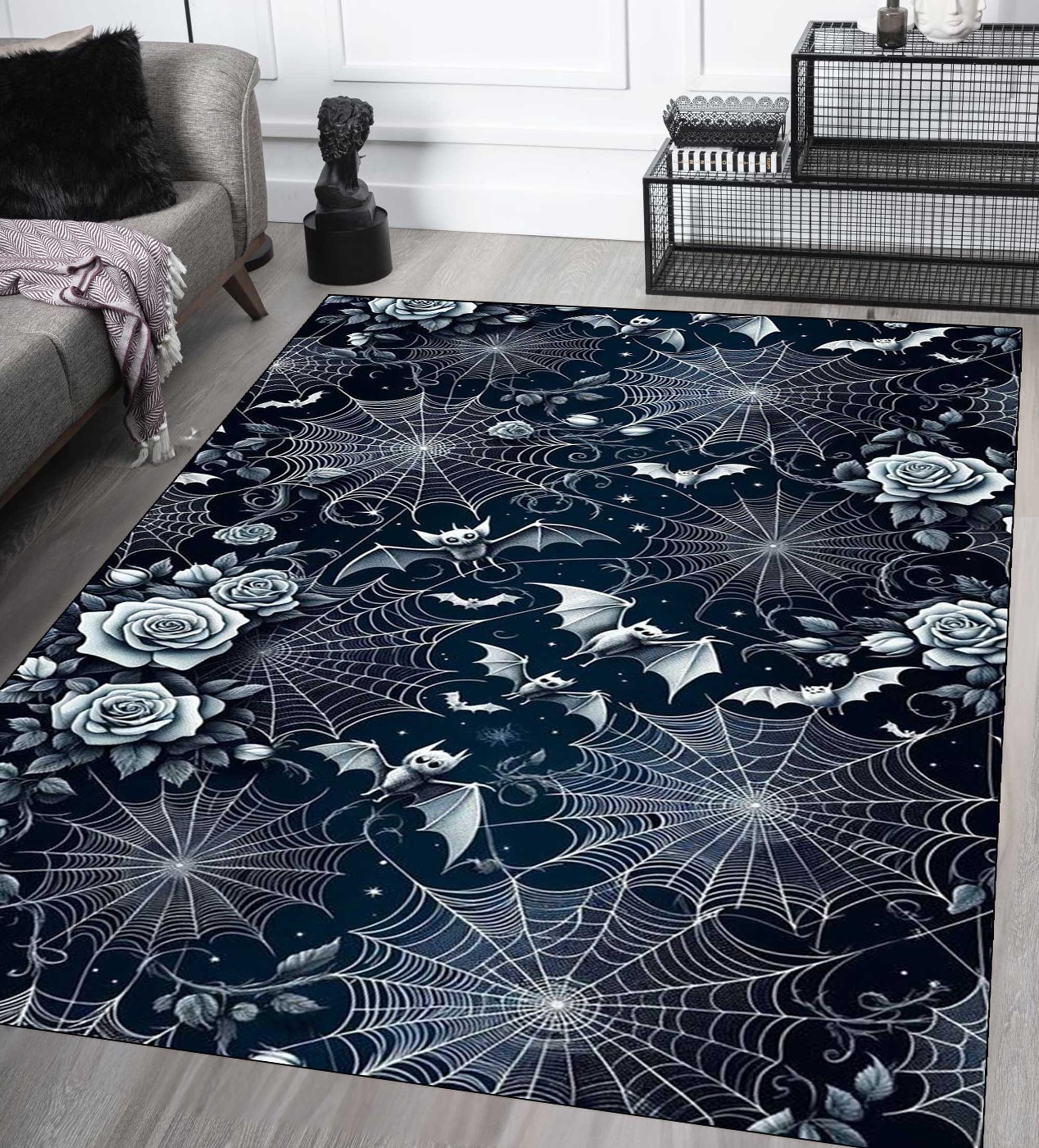 Spider Web Rug for Gothic,black Red Gothic Rug for Halloween,spider Web ...