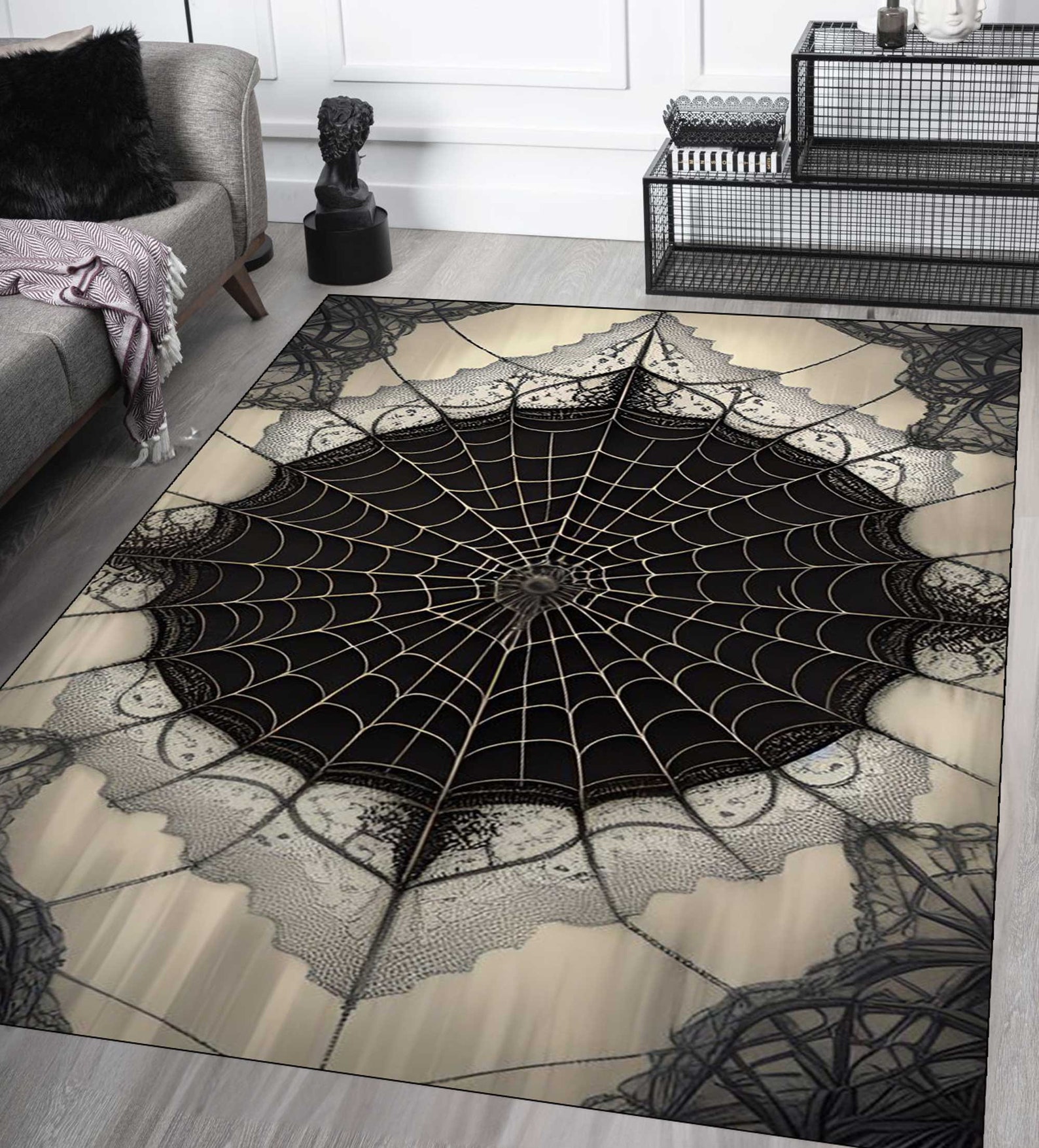 Spider Web Rug for Gothic,black Red Gothic Rug for Halloween,spider Web ...
