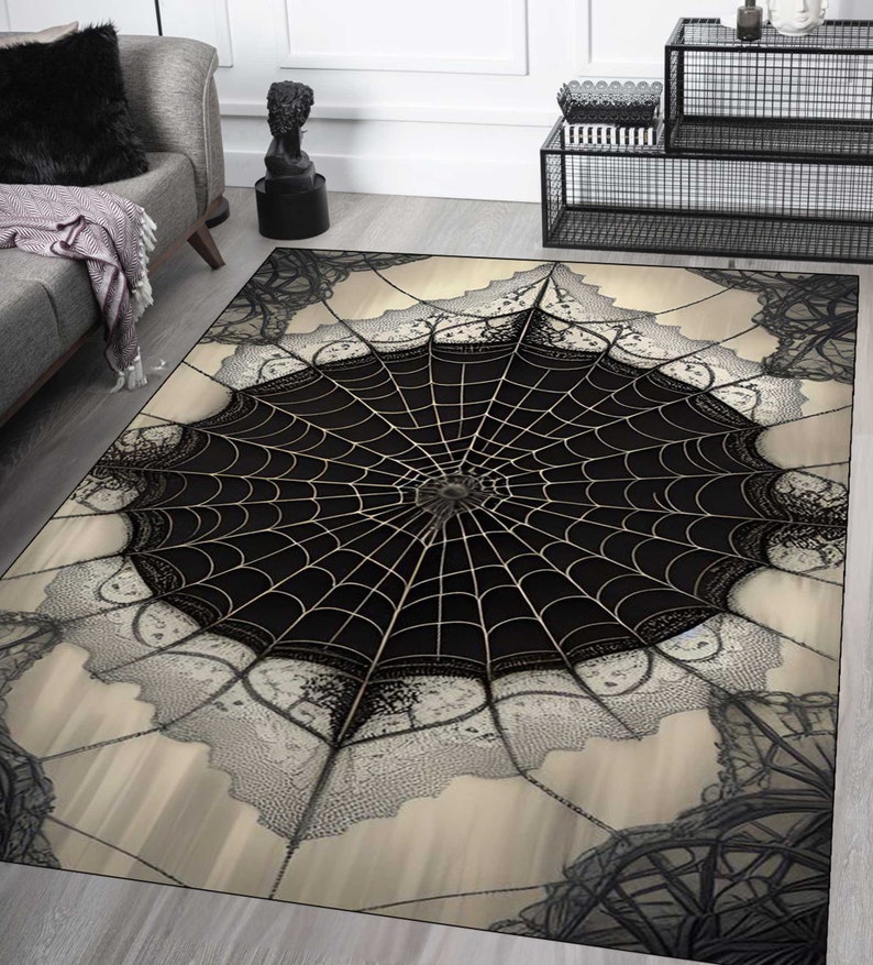 Spider Web Rug for Gothic,black Red Gothic Rug for Halloween,spider Web ...