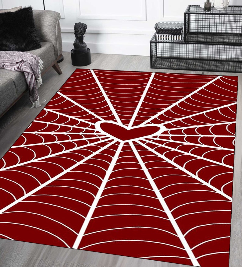 Spider Web Rug for Gothic,black Red Gothic Rug for Halloween,spider Web ...