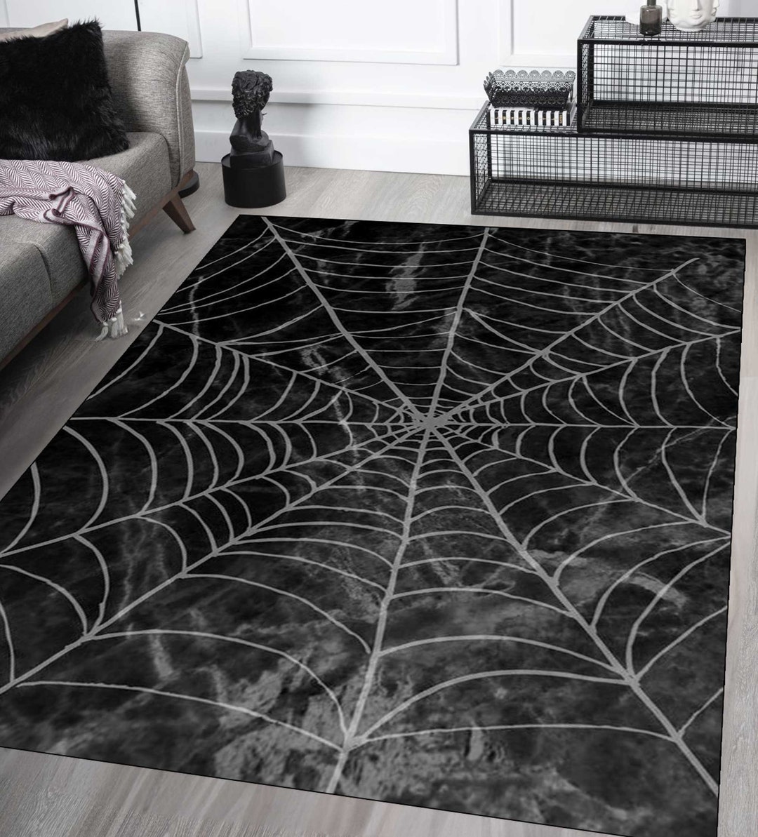 Spider Web Rug for Gothic,black Red Gothic Rug for Halloween,spider Web ...