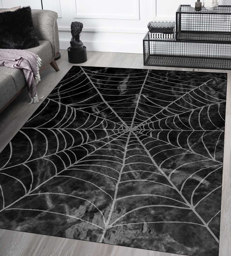 Spider Web Rug for Gothic,black Red Gothic Rug for Halloween,spider Web ...