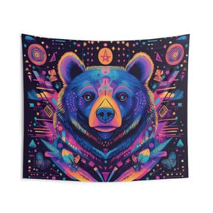 Trippy bear tapestry sale
