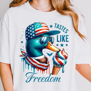 Tastes Like Freedom PNG, Funny Duck Digital Download, Duck Hunting Sublimation PNG, 4th of July Duck Patriotic Sublimation png