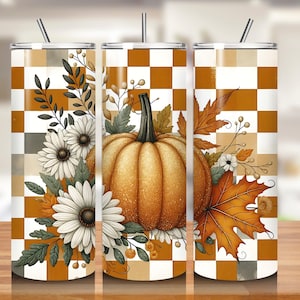 Tumbler Wrap Fall 2025, Cute Fall 20 oz Sublimation Tumbler Wrap, Autumn Leaves Pumpkin Digital download