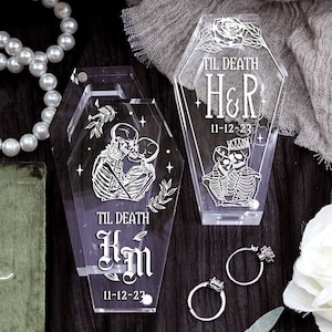 Coffin Ring Box, Halloween Wedding Ring Box, Acrylic Ring Box for Wedding Ceremony, Til Death Do Us Part Ring Bearer Box, Gothic Goth