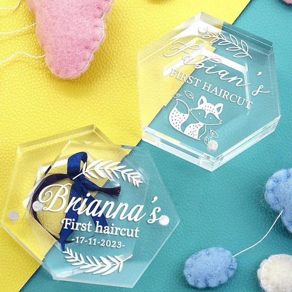 First Haircut Keepsake, Baby First Tooth and Curl Keepsake Box, Custom Baby's First Curl Acrylic Box, Baby's First Lock of Hair Keepsake