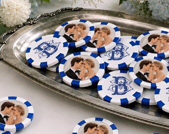 Personalized Wedding Poker Chips, Custom Photo Wedding Favors for Guests, Wedding Reception Table Favors, Couple Photo Keepsake