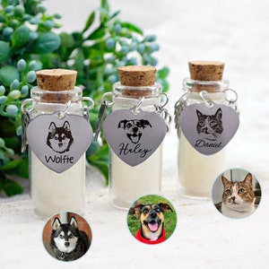 Pet Fur Keepsake Jar with Portrait, Custom Pet Hair Memorial Jar, Pet Loss Gifts, Personalized Dog Rememberance Gift, Dog Cat Memorial Gifts