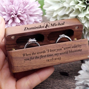 Ringdoos, dubbele trouwringdoos, verlovingsringdoos, doos ringdrager, houten ringdoos, voorstelringdoos, gepersonaliseerd ringkussen