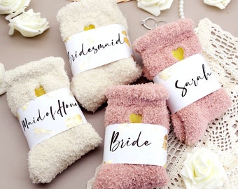 Bridesmaid Sock Gift, Wedding Bridal Party Fuzzy Sock Gift, Proposal Gift, Cozy Sock, Bridesmaid Maid of Honor Gift Bachelorette Party Gift