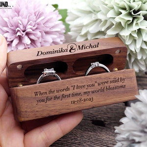 Ring Box, Wedding Ring Box, Double Engagement Ring Box, Ring Bearer Box, Wood Ring Box, Proposal Ring Box, Personalized Ring Pillow zdjęcie 10