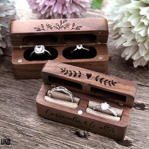 Ring Box, Wedding Ring Box, Double Engagement Ring Box, Ring Bearer Box, Wood Ring Box, Proposal Ring Box, Personalized Ring Pillow zdjęcie 3
