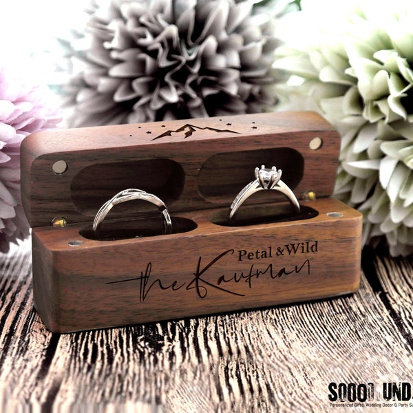 Ring Box, Wedding Ring Box, Double Engagement Ring Box, Ring Bearer Box, Wood Ring Box, Proposal Ring Box, Personalized Ring Pillow