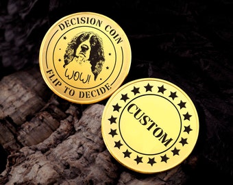 Decision Coin, Custom Engraved Brass Coin, Pet's Flip Coin, Custom Pet Portraits Flip Coin, Gift For Pet, Gift For Dog Dad