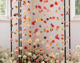 DIY 60 Hanging Flower Garland Kit, Silk Floating Flowers, Romantic Wedding Backdrop, Baby Shower Floral Party Photo Booth Decor