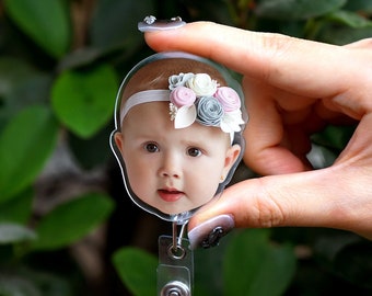 Custom Photo Badge Reel, Personalized Photo Badge Reel, Custom Face Badge Reels Nurse Badge Reel, Retractable ID NP Badge Face Photo, Doctor