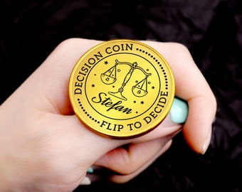 Decision Coin, Custom Engraved Brass Coin, Couples Flip Coin, Custom Constellation Coin, Gift Girlfriend For Boyfriend, Valentine's Day Gift