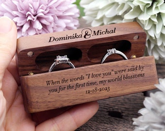 Ring Box, Double Wedding Ring Box, Engagement Ring Box, Ring Bearer Box, Wood Ring Box, Proposal Ring Box, Personalized Ring Pillow