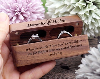 Ring Box, Double Wedding Ring Box, Engagement Ring Box, Ring Bearer Box, Wood Ring Box, Proposal Ring Box, Personalized Ring Pillow