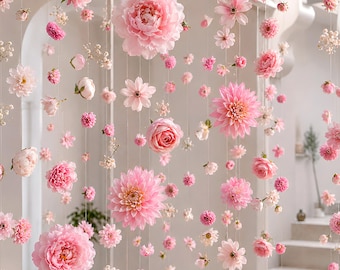 DIY 60 Hanging Flower Garland Kit, Silk Floating Flowers, Romantic Backdrop