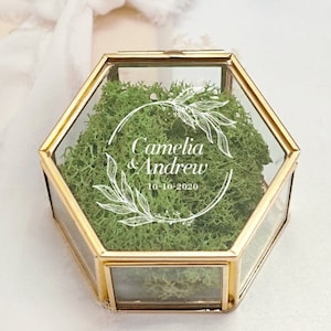 Ring Box, Trouwring Box, Ring Bearer Box, Verlovingsring Box, Voorstel Ring Box, Glazen Ring Box, Gepersonaliseerde Ring Kussen afbeelding 9